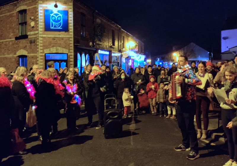 Singing at Chester's Garden Quarter light switch on